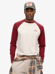 Superdry White 100% Cotton Essential Logo Baseball Long Sleeve Top - Image 1 of 5