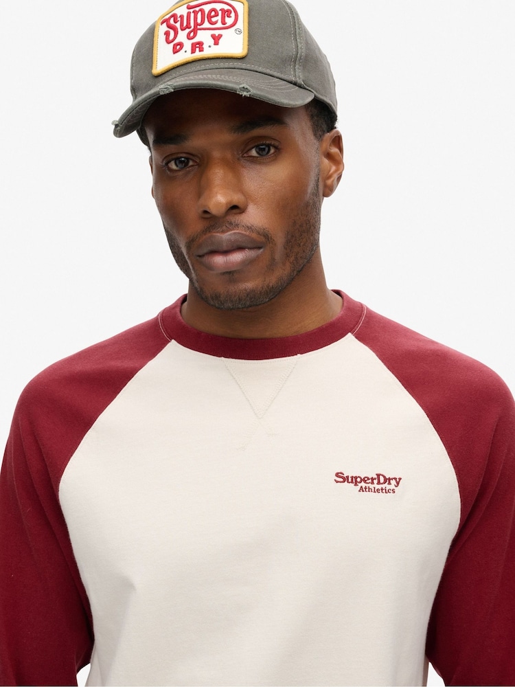 Superdry White 100% Cotton Essential Logo Baseball Long Sleeve Top - Image 2 of 5