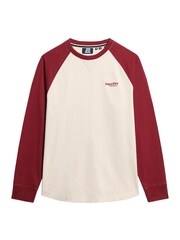Superdry White 100% Cotton Essential Logo Baseball Long Sleeve Top - Image 4 of 5