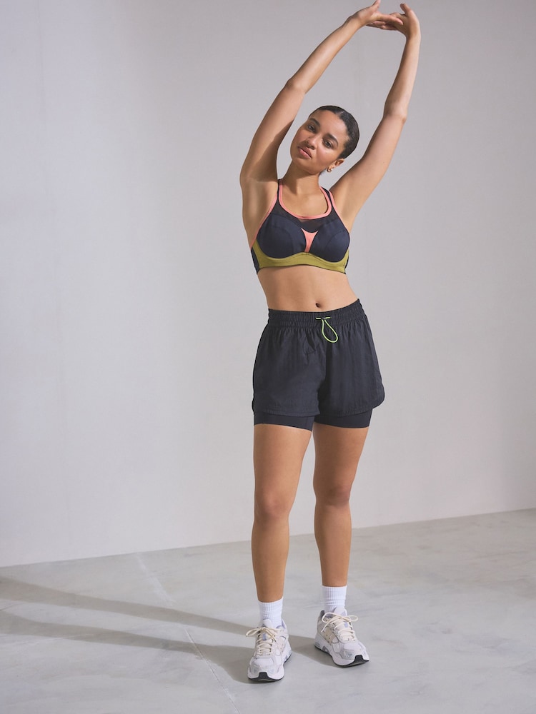 Black High Waisted Dry Tech 2-in-1 Sport Shorts - Image 1 of 7