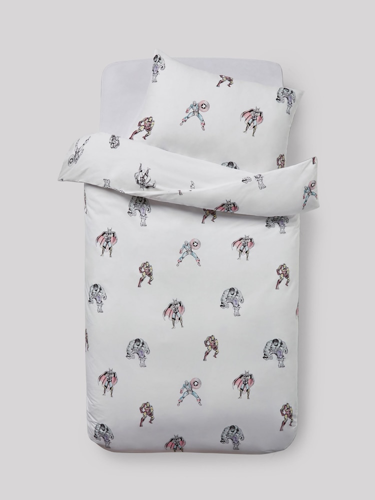 White Disney Marvel Avengers 100% Cotton Duvet Cover and Pillowcase Set - Image 5 of 7