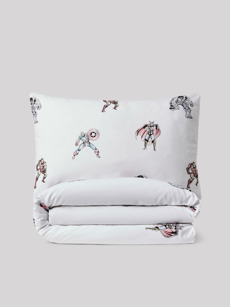 White Disney Marvel Avengers 100% Cotton Duvet Cover and Pillowcase Set - Image 6 of 7