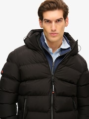 Superdry Black Hooded Sports Water-Repellent Puffer Coat Jacket - Image 4 of 6