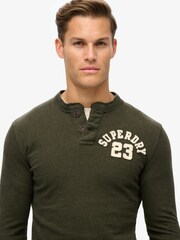 Superdry Green Grandad Vintage Athletic Long Sleeve 100% Cotton T-Shirt - Image 3 of 6