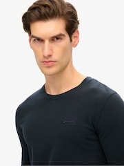 Superdry Eclipse Navy 100% Cotton Essential Logo Long Sleeve Top - Image 3 of 4