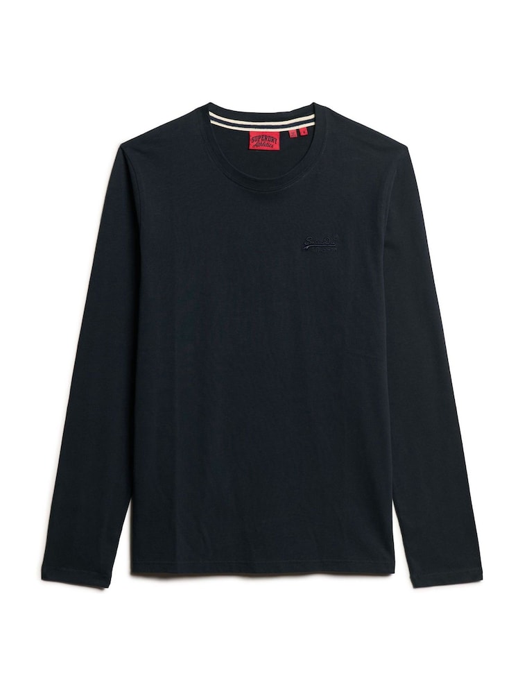 Superdry Eclipse Navy 100% Cotton Essential Logo Long Sleeve Top - Image 4 of 4