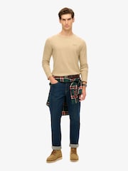 Superdry Brown Fleck Marl 100% Cotton Essential Logo Long Sleeve Top - Image 2 of 6