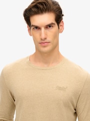 Superdry Brown Fleck Marl 100% Cotton Essential Logo Long Sleeve Top - Image 3 of 6