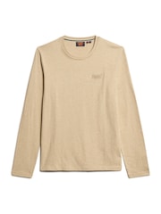 Superdry Brown Fleck Marl 100% Cotton Essential Logo Long Sleeve Top - Image 4 of 6