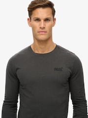 Superdry Washed Black 100% Cotton Essential Logo Long Sleeve Top - Image 2 of 5
