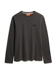 Superdry Washed Black 100% Cotton Essential Logo Long Sleeve Top - Image 4 of 5