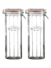 Kilner Set of 2 Facetted Clip Top 2.2L Jars - Image 3 of 3