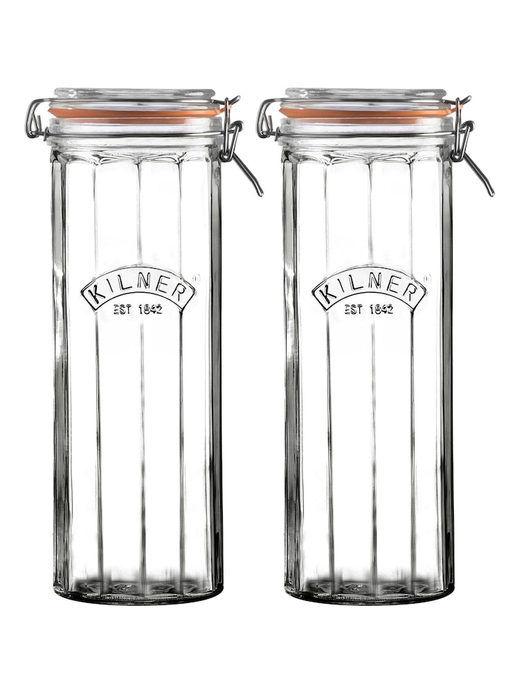 Kilner Set of 2 Facetted Clip Top 2.2L Jars - Image 3 of 3