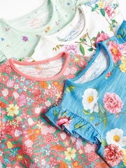 Green/Blue/Red Floral Baby Rompers 4 Pack - Image 4 of 7