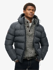 Superdry Grey Hooded Sports Water-Repellent Puffer Coat Jacket - Image 1 of 5