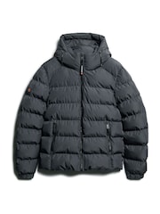 Superdry Grey Hooded Sports Water-Repellent Puffer Coat Jacket - Image 3 of 5