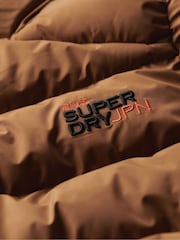 Superdry Tobacco Brown Hooded Sports Water-Repellent Puffer Coat Jacket - Image 5 of 5