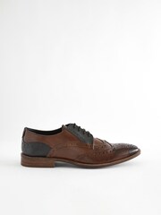 Brown Leather Double Wing Brogue Shoes - Image 2 of 8