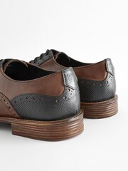 Brown Leather Double Wing Brogue Shoes - Image 3 of 8