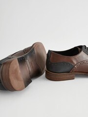 Brown Leather Double Wing Brogue Shoes - Image 5 of 8