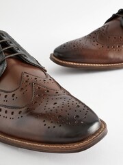 Brown Leather Double Wing Brogue Shoes - Image 6 of 8