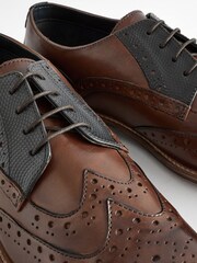 Brown Leather Double Wing Brogue Shoes - Image 7 of 8