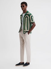 Reiss Bright Green Columbia Crochet Cuban Collar Shirt - Image 3 of 4