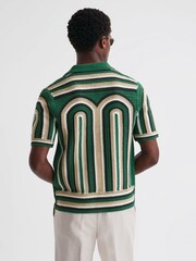 Reiss Bright Green Columbia Crochet Cuban Collar Shirt - Image 4 of 4