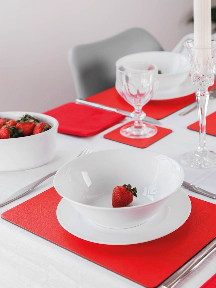 Lara-May Set of 6 London Red Leather Coasters and Placemats - Image 1 of 4