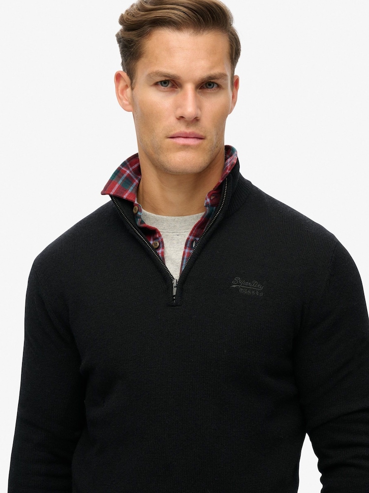 Чорний - Superdry базові джемпери Embroided Knit Quarter Zip - Image 3 of 6