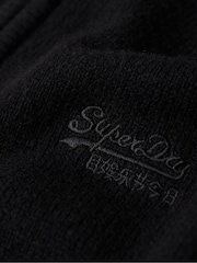 Superdry Black Essential Embroidered Knit Quarter Zip Jumper - Image 6 of 6