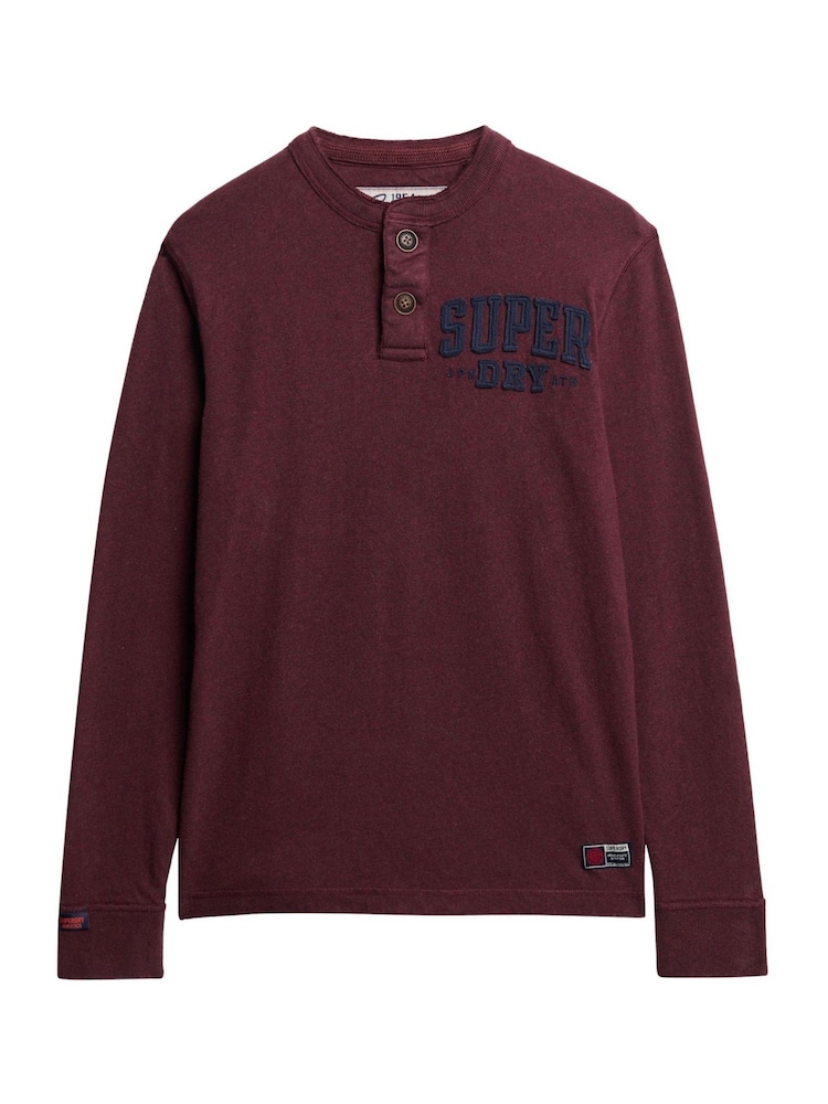 Superdry Burg Grandad Vintage Athletic Long Sleeve 100% Cotton T-Shirt - Image 3 of 5
