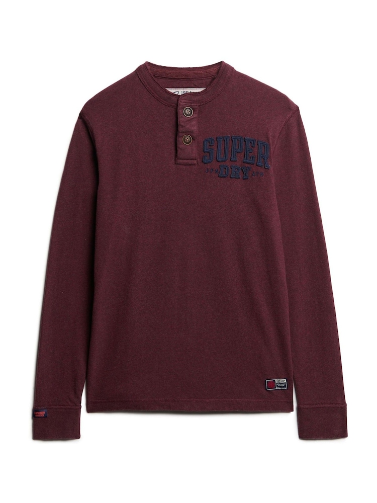 Superdry Burg Grandad Vintage Athletic Long Sleeve 100% Cotton T-Shirt - Image 5 of 5
