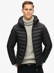 Superdry Black Hooded Fuji Sport Padded Coat Jacket - Image 2 of 6