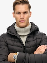 Superdry Black Hooded Fuji Sport Padded Coat Jacket - Image 4 of 6