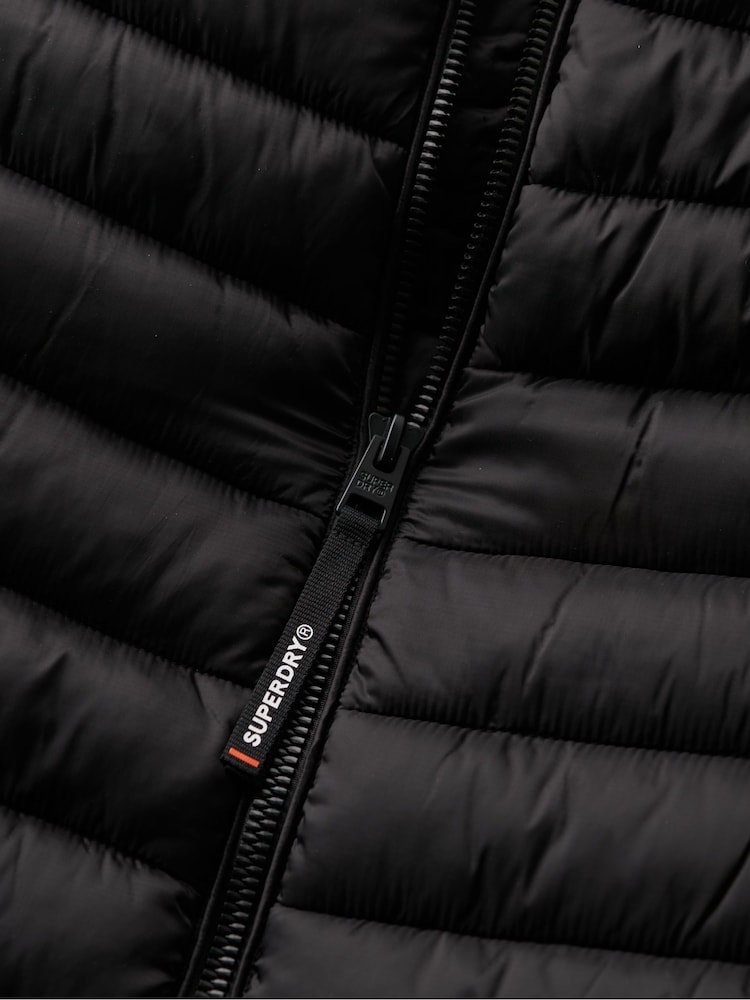 Superdry Black Hooded Fuji Sport Padded Coat Jacket - Image 6 of 6