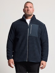 BadRhino Big & Tall Blue Borg Lined Zip Through Jacket - Image 1 of 6