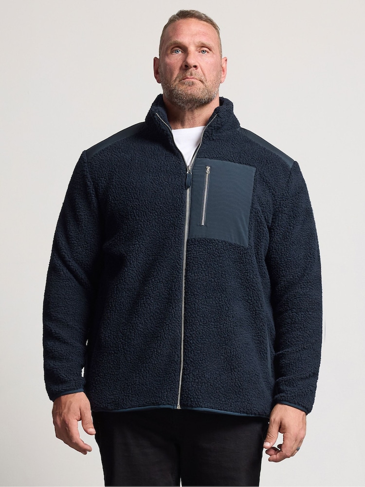 BadRhino Big & Tall Blue Borg Lined Zip Through Jacket - Image 1 of 6