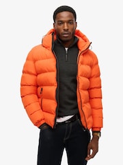 Superdry Orange Hooded Sports Water-Repellent Puffer Coat Jacket - Image 2 of 6
