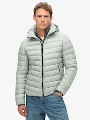 Superdry Pigeon Grey Hooded Fuji Sport Padded Coat Jacket - Image 3 of 7
