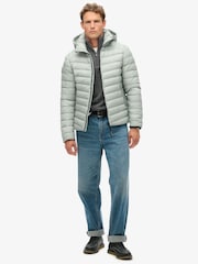 Superdry Pigeon Grey Hooded Fuji Sport Padded Coat Jacket - Image 4 of 7