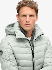 Superdry Pigeon Grey Hooded Fuji Sport Padded Coat Jacket - Image 5 of 7