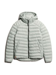 Superdry Pigeon Grey Hooded Fuji Sport Padded Coat Jacket - Image 6 of 7