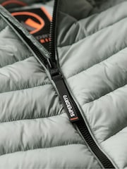 Superdry Pigeon Grey Hooded Fuji Sport Padded Coat Jacket - Image 7 of 7