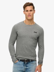 Superdry Grey Grit 100% Cotton Essential Logo Long Sleeve Top - Image 1 of 6