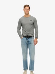 Superdry Grey Grit 100% Cotton Essential Logo Long Sleeve Top - Image 2 of 6