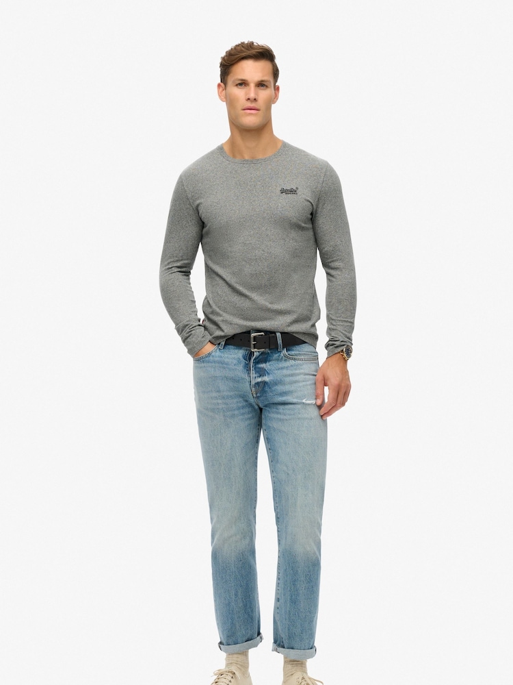 Superdry Grey Grit 100% Cotton Essential Logo Long Sleeve Top - Image 2 of 6
