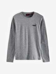 Superdry Grey Grit 100% Cotton Essential Logo Long Sleeve Top - Image 4 of 6