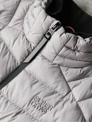 Superdry Grey Marl Storm Knit Hybrid Padded Jacket - Image 10 of 10