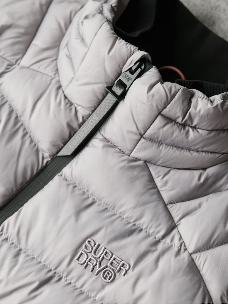 Superdry Grey Marl Storm Knit Hybrid Padded Jacket - Image 10 of 10